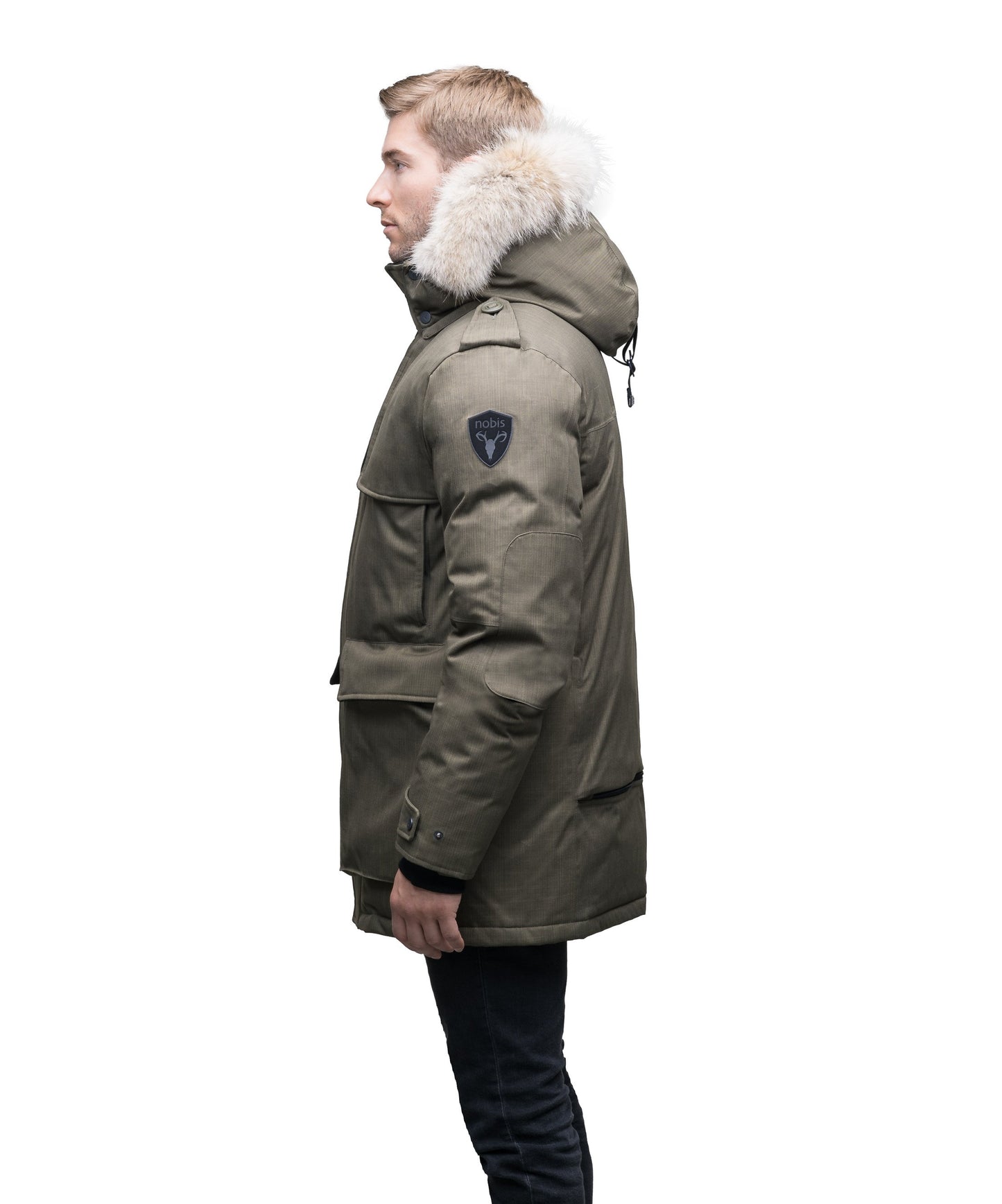 Men's parka with storm patch detail and two patch pockets in CH Steel Grey