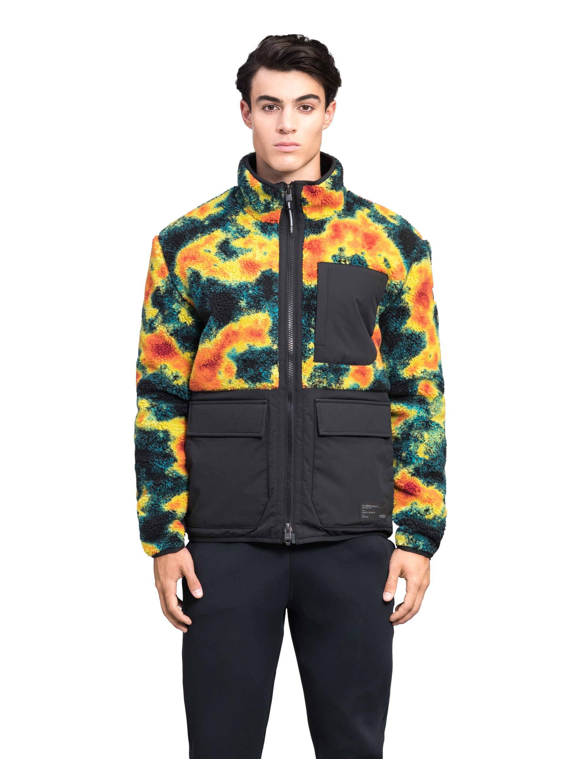 Kepler Men's Berber Zip Front Sweater in hip length, premium berber and stretch ripstop fabrication, Primaloft Gold Insulation Active+, two-way centre-front zipper, zipper pocket at left chest, magnetic closure flap pockets at waist with additional side-entry pockets, in Heat Map