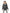 Kid's waist length down bomber jacket with fur trim hood in Steel Grey