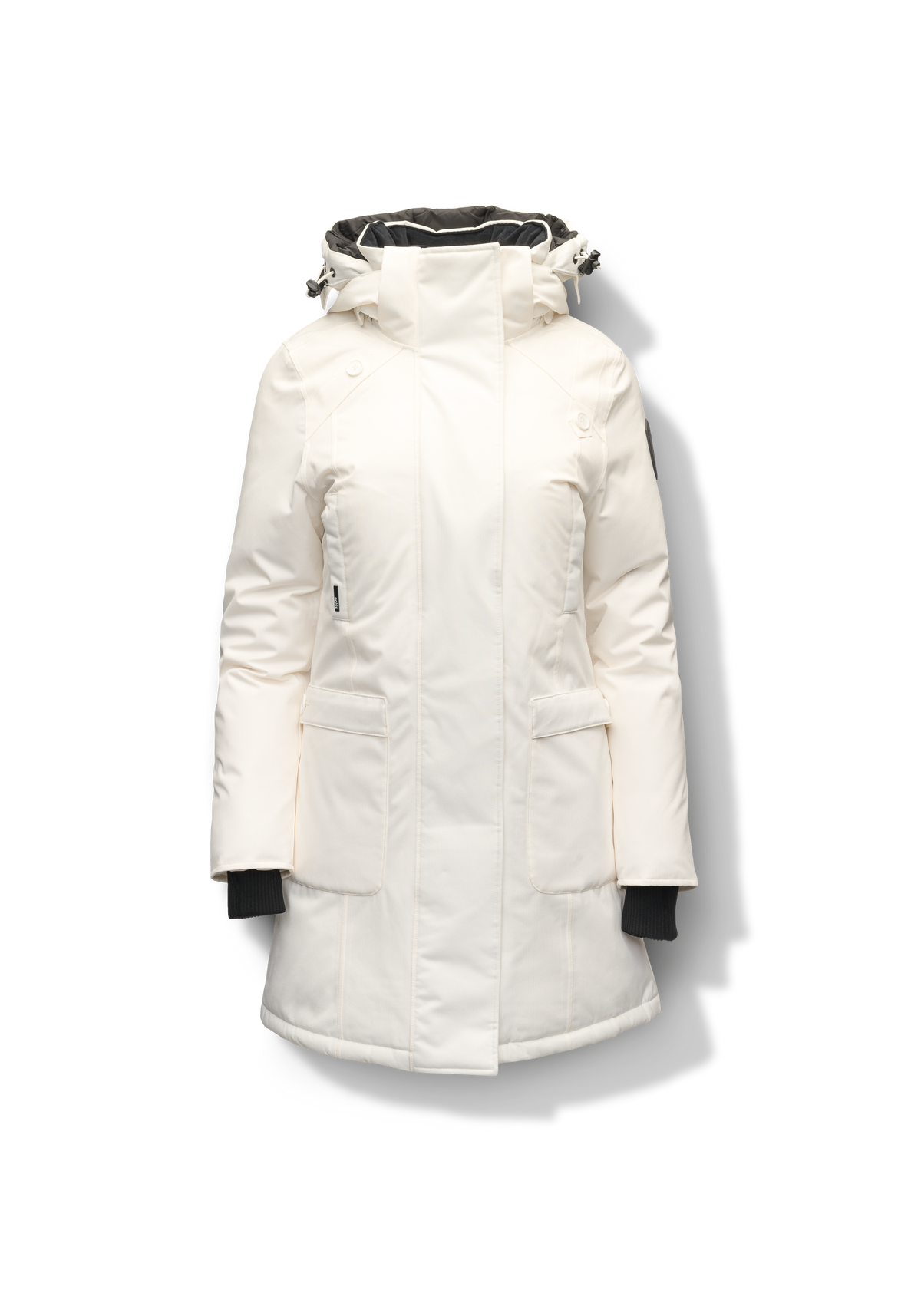 Best selling women's down filled knee length parka with removable down filled hood