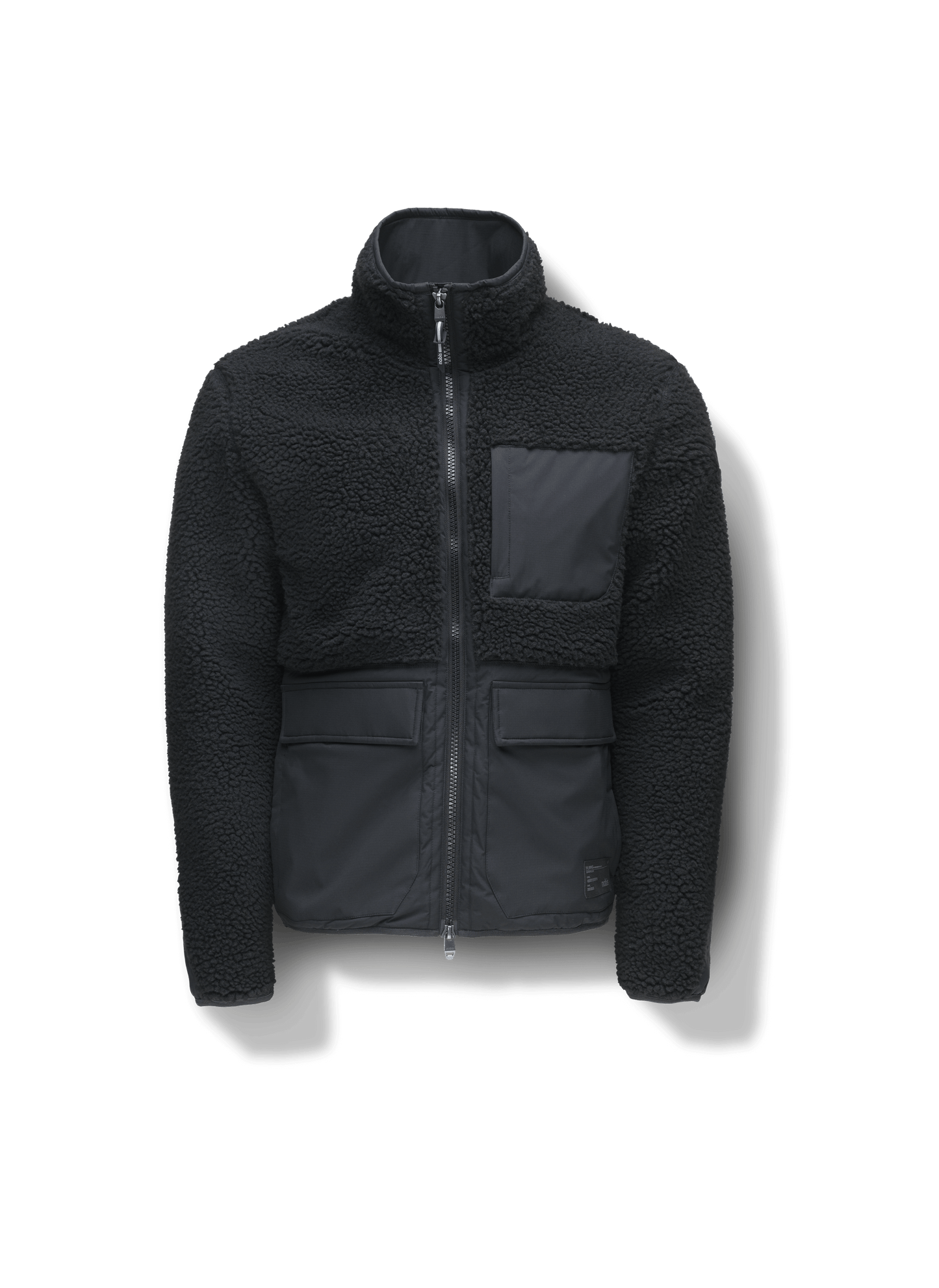 Kepler Men's Berber Zip Front Sweater in hip length, premium berber and stretch ripstop fabrication, Primaloft Gold Insulation Active+, two-way centre-front zipper, zipper pocket at left chest, magnetic closure flap pockets at waist with additional side-entry pockets, in Black