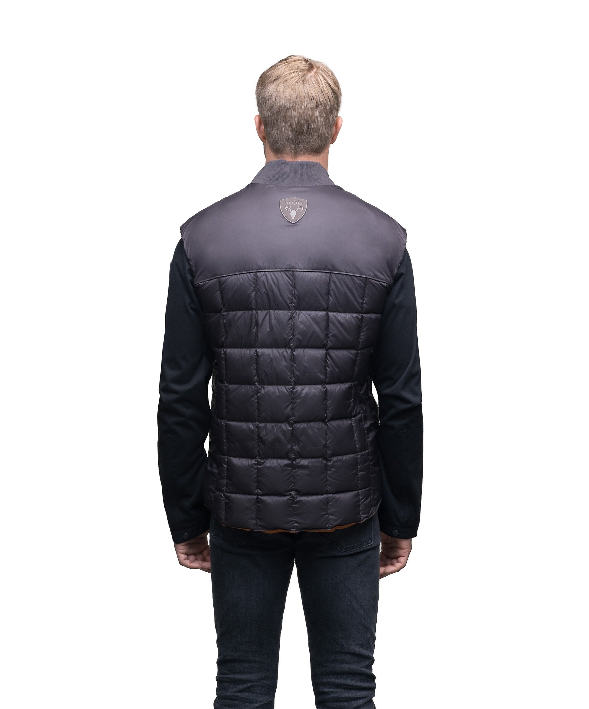 Quilted men's down filled vest in Dark Brown
