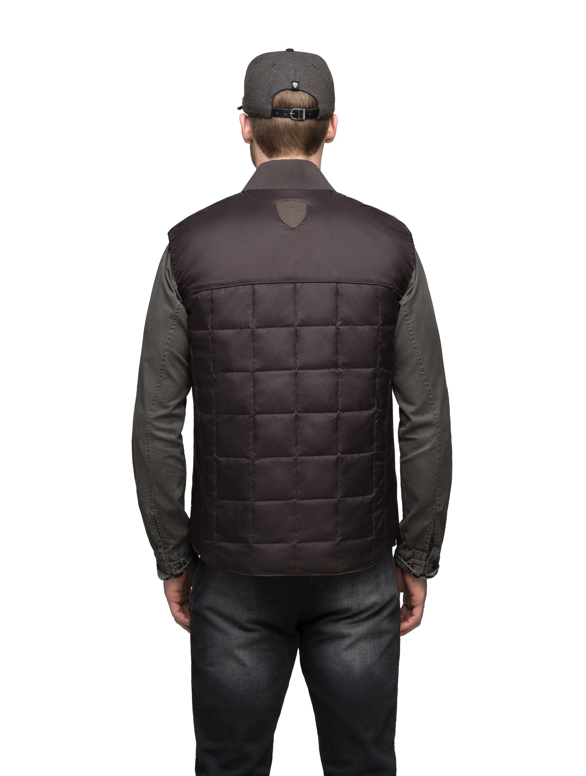 Quilted men's down filled vest in Dark Brown