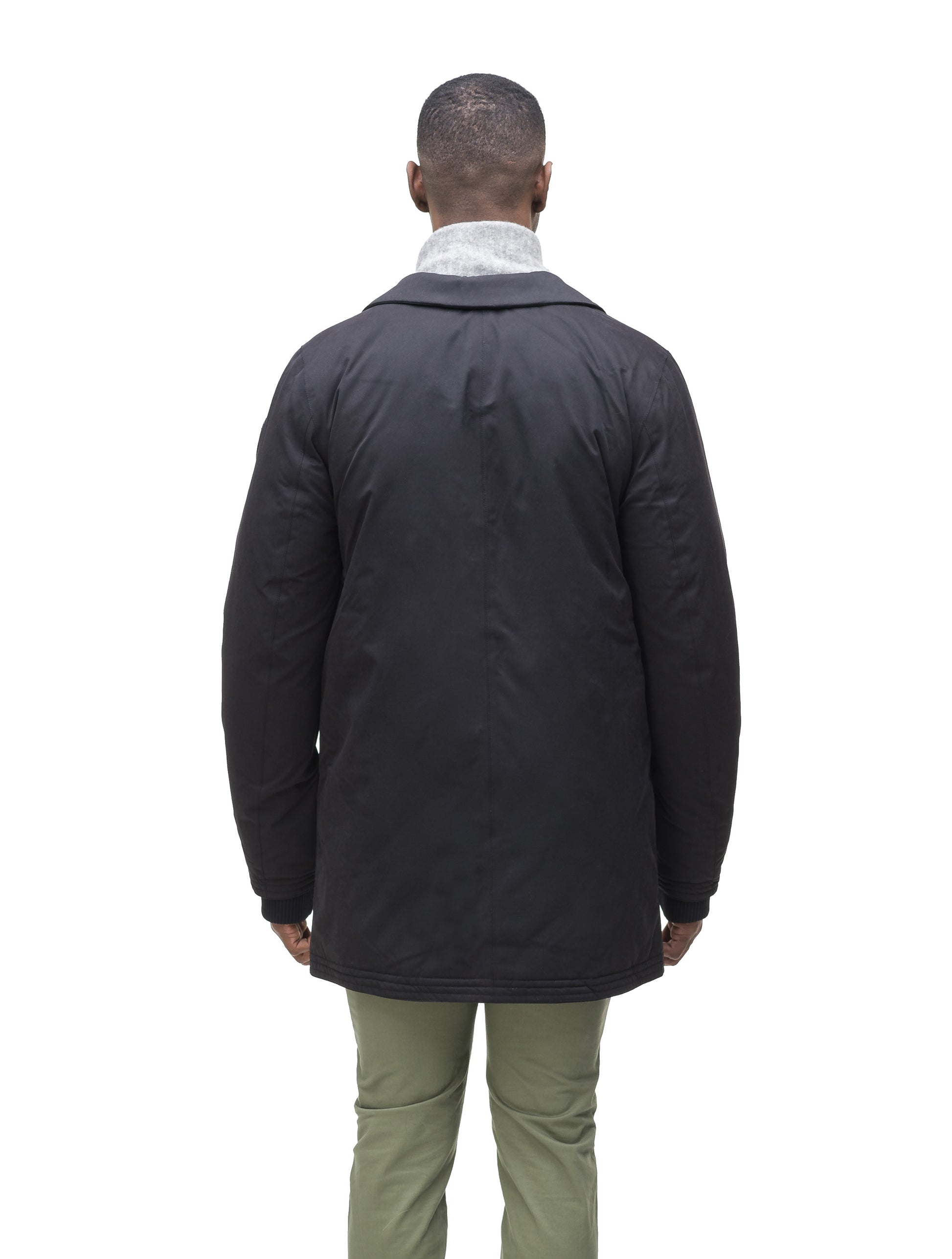 Men's classic overcoat that's lightly down filled, windproof and waterproof in Black