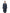 Long calf length women's trench inspired parka with removable fur trim around the hood and an asymetric closure in Navy