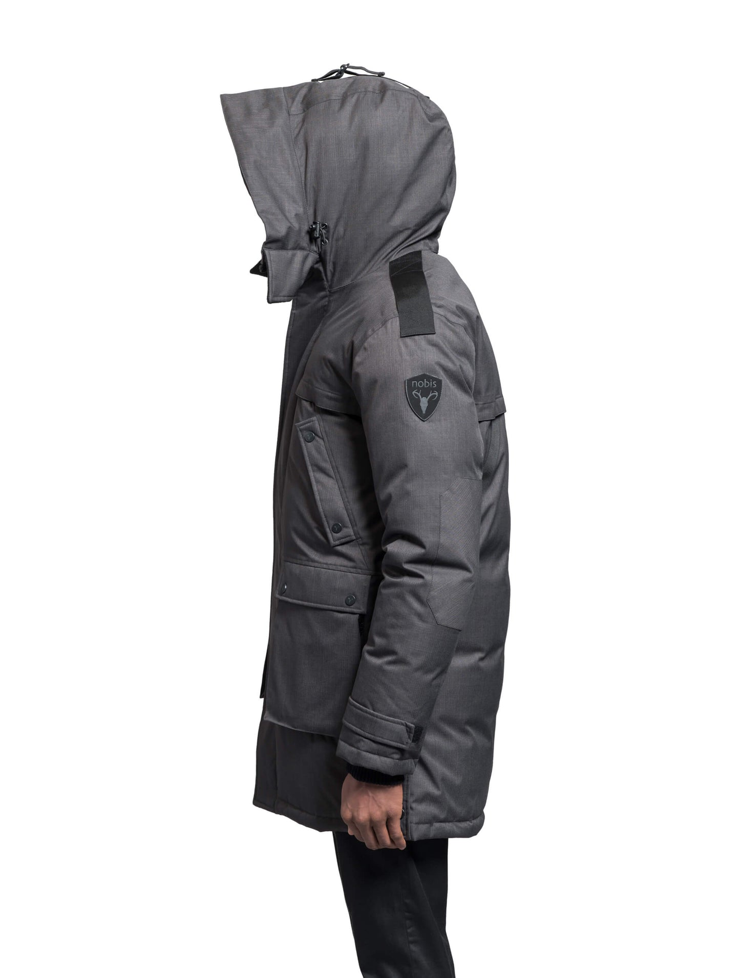 Men's Best Selling Parka the Yatesy is a down filled jacket with a zipper closure and magnetic placket in Steel Grey