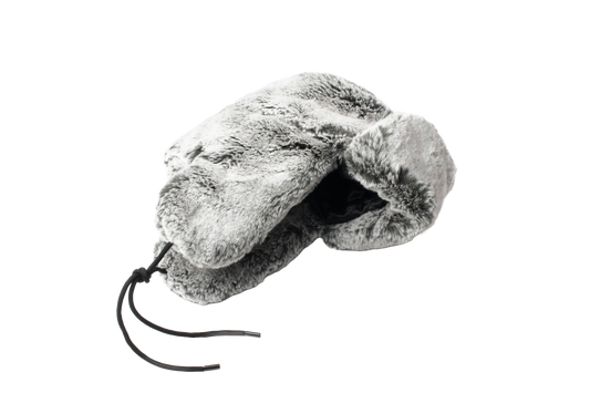 Faux Fur Trapper Hat in Heather Grey + Heather Grey