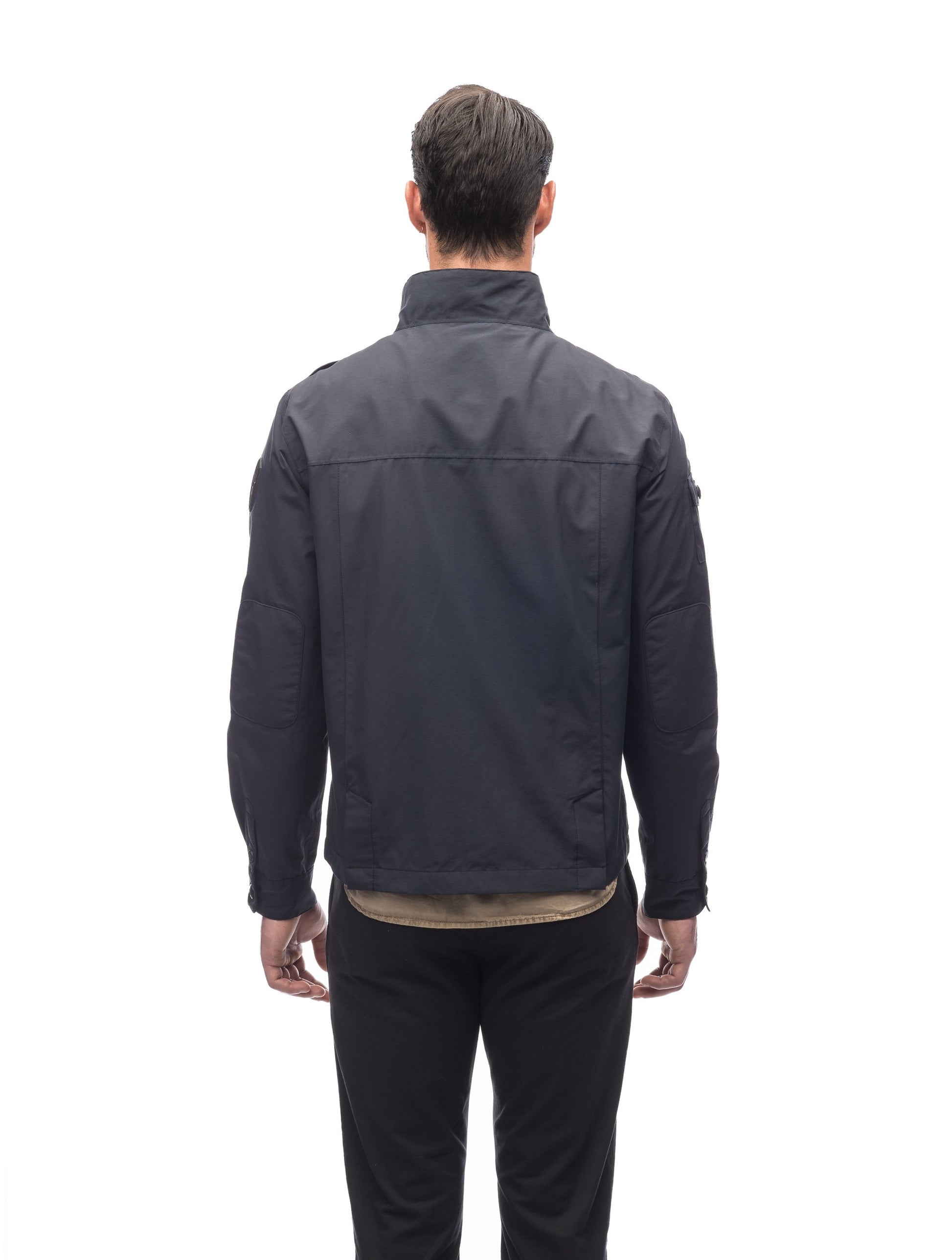 Men's waist length military style jacket in Black