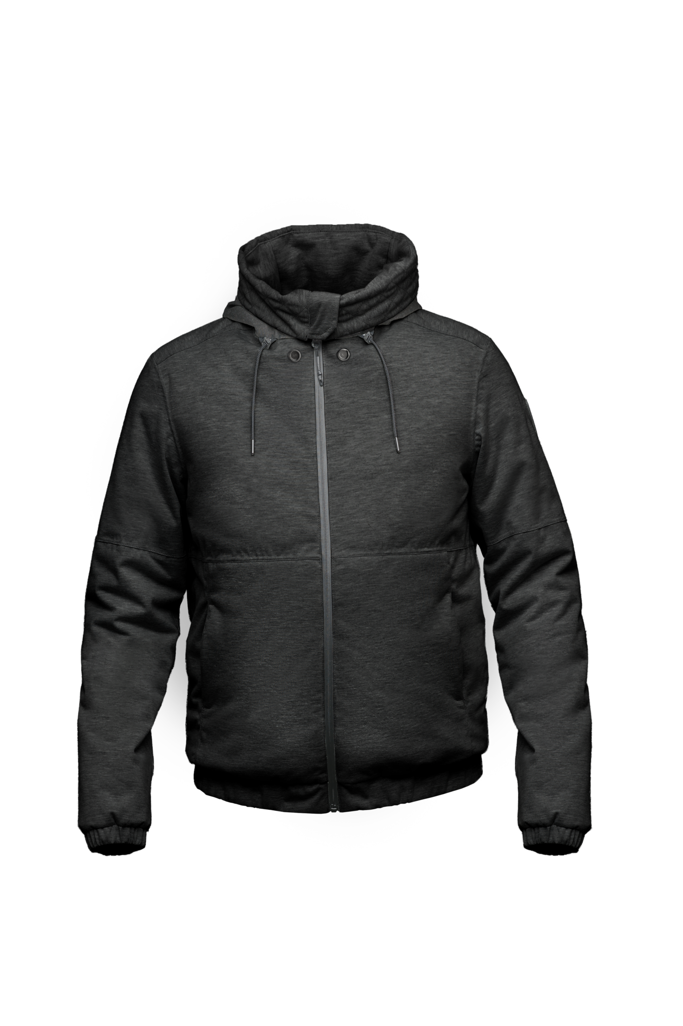 Men's lightweight down filled jersey hoodie that's windproof, waterproof and breathable in Black