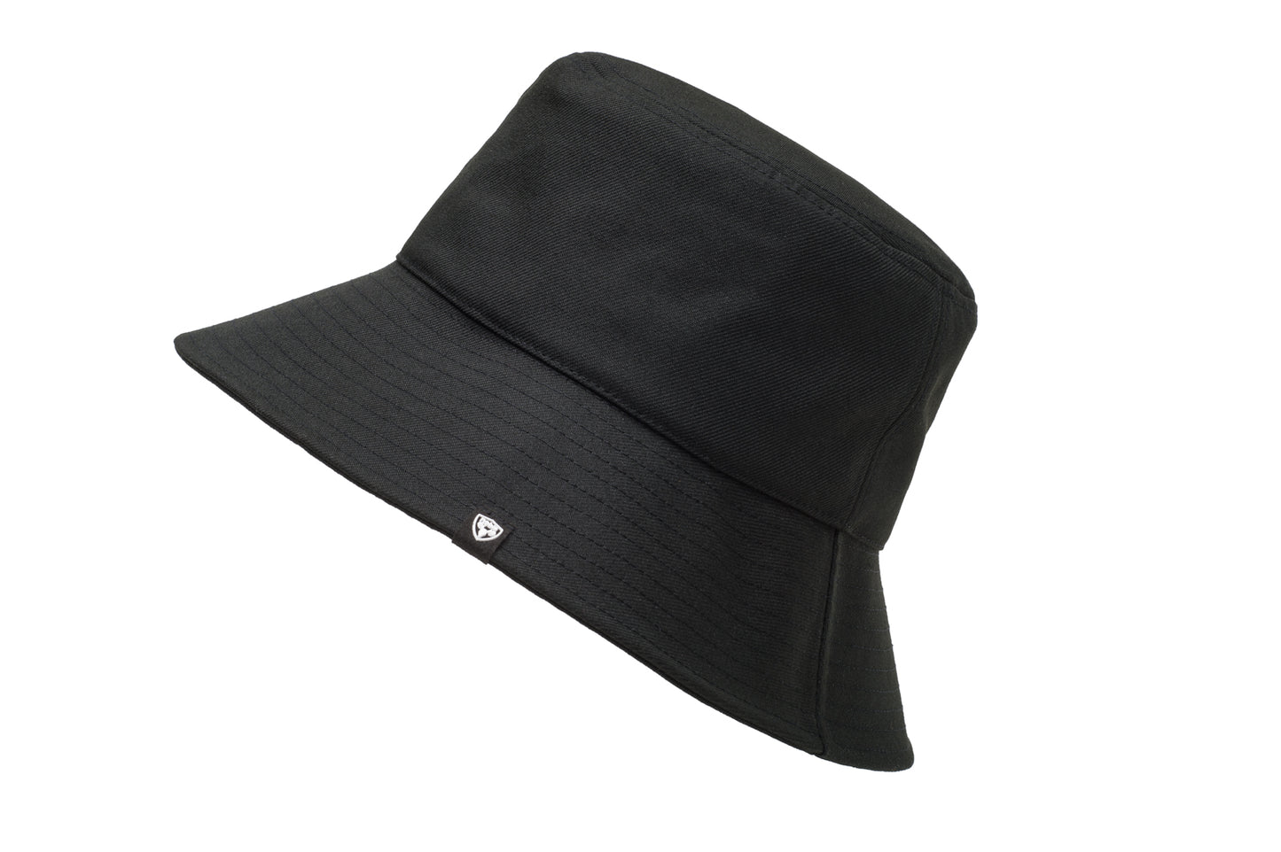 Unisex wide brim bucket hat with stitching detail on brim in Black