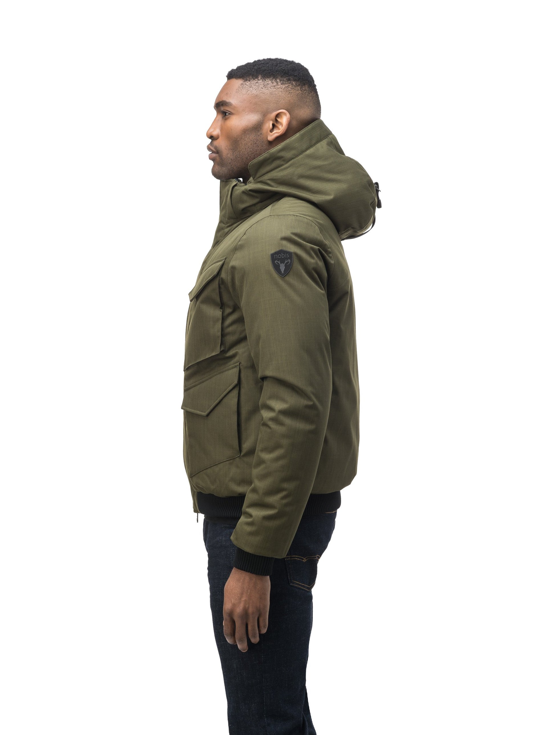 Men's waist length bomber with four huge pockets on the front in Fatigue