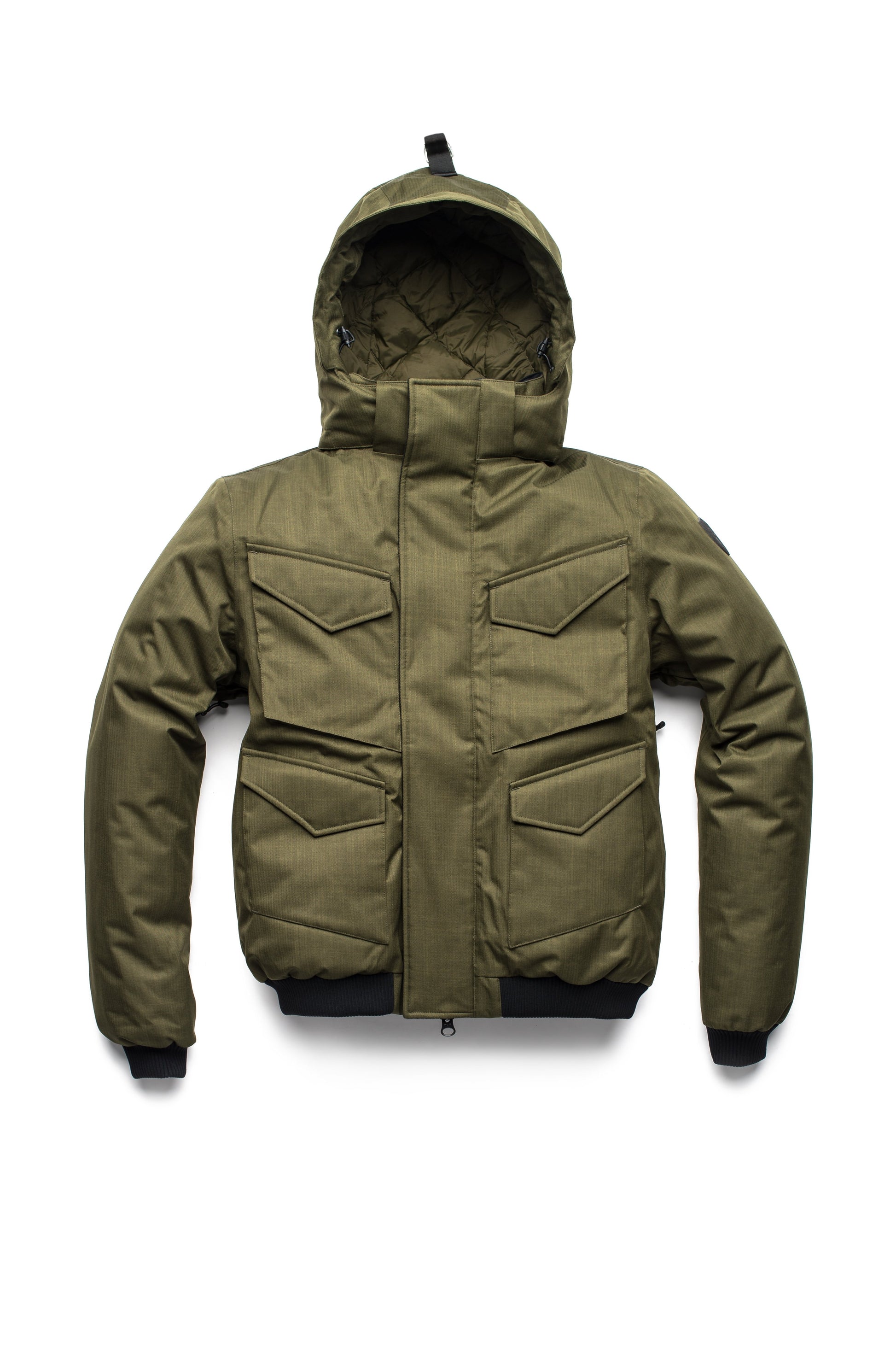 Men's waist length bomber with four huge pockets on the front in Fatigue
