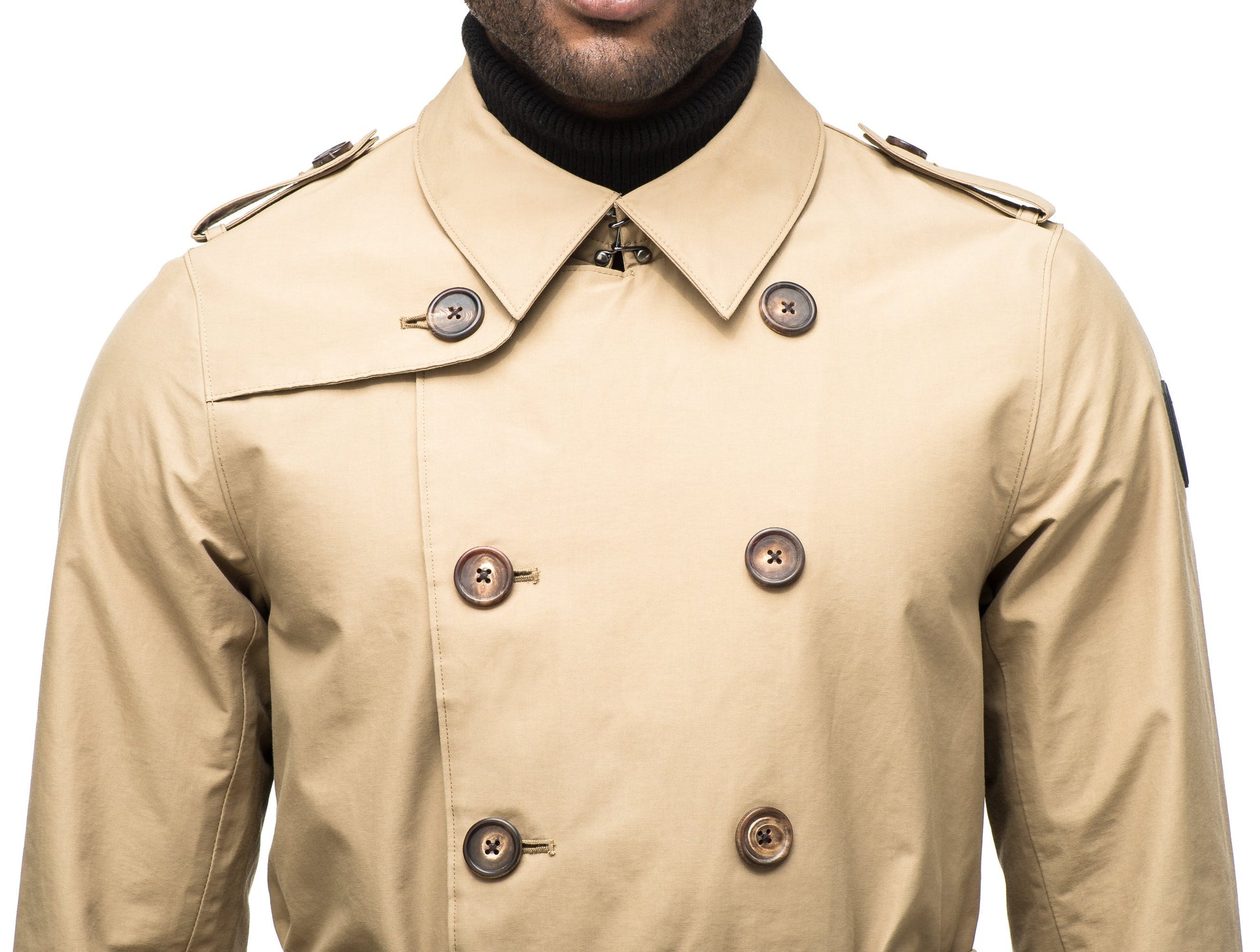 Men's thigh length trench coat with removable belt in Cork