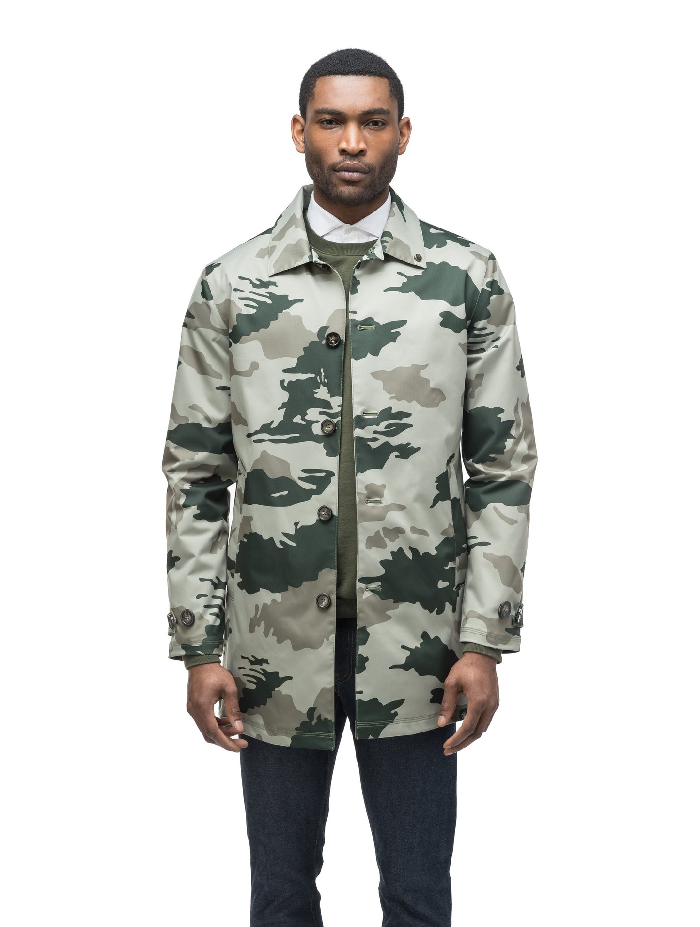 Men's Macintosh style raincoat in Army Green Camo