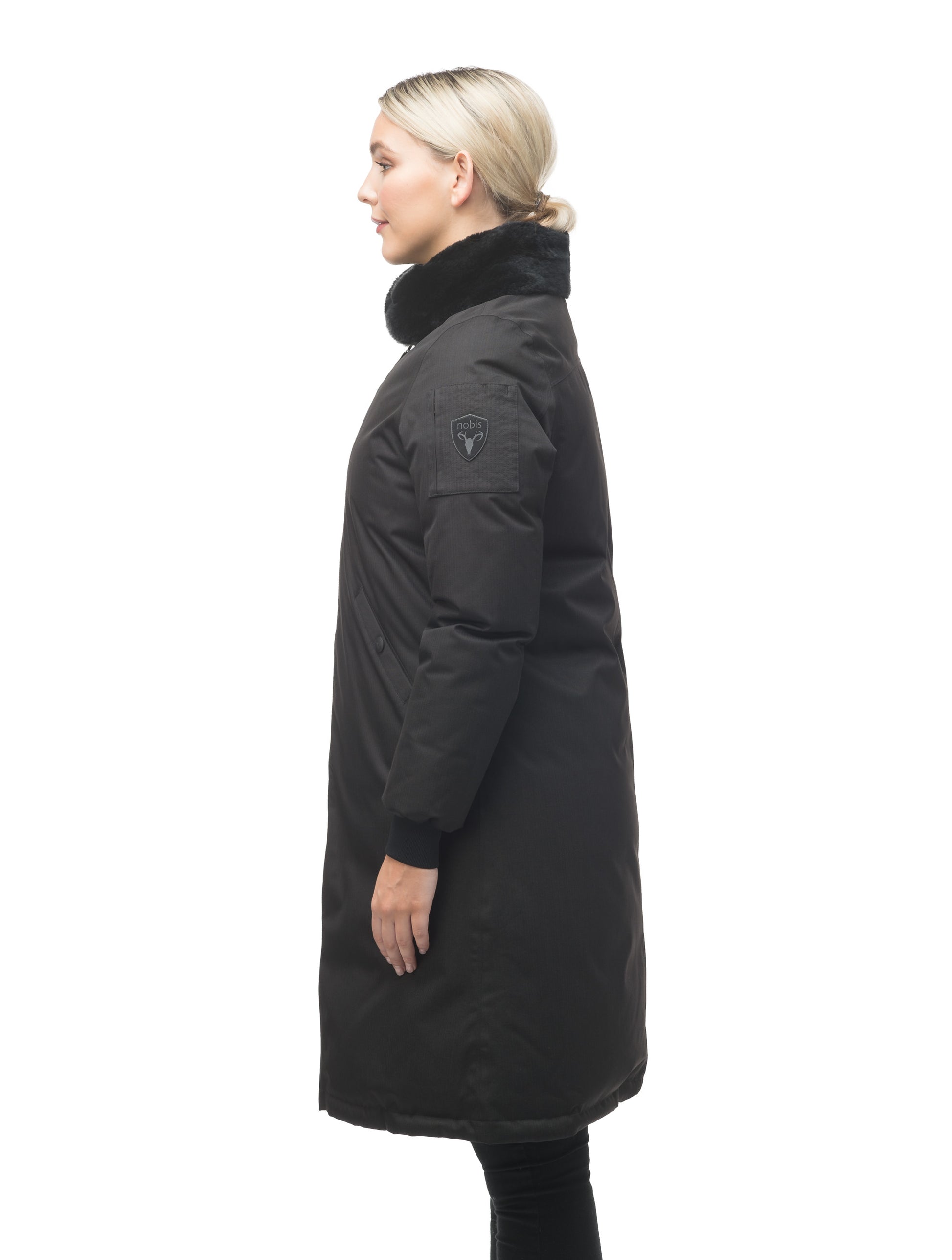 The classic bomber jacket in a longer length to keep out the winter cold in Black.