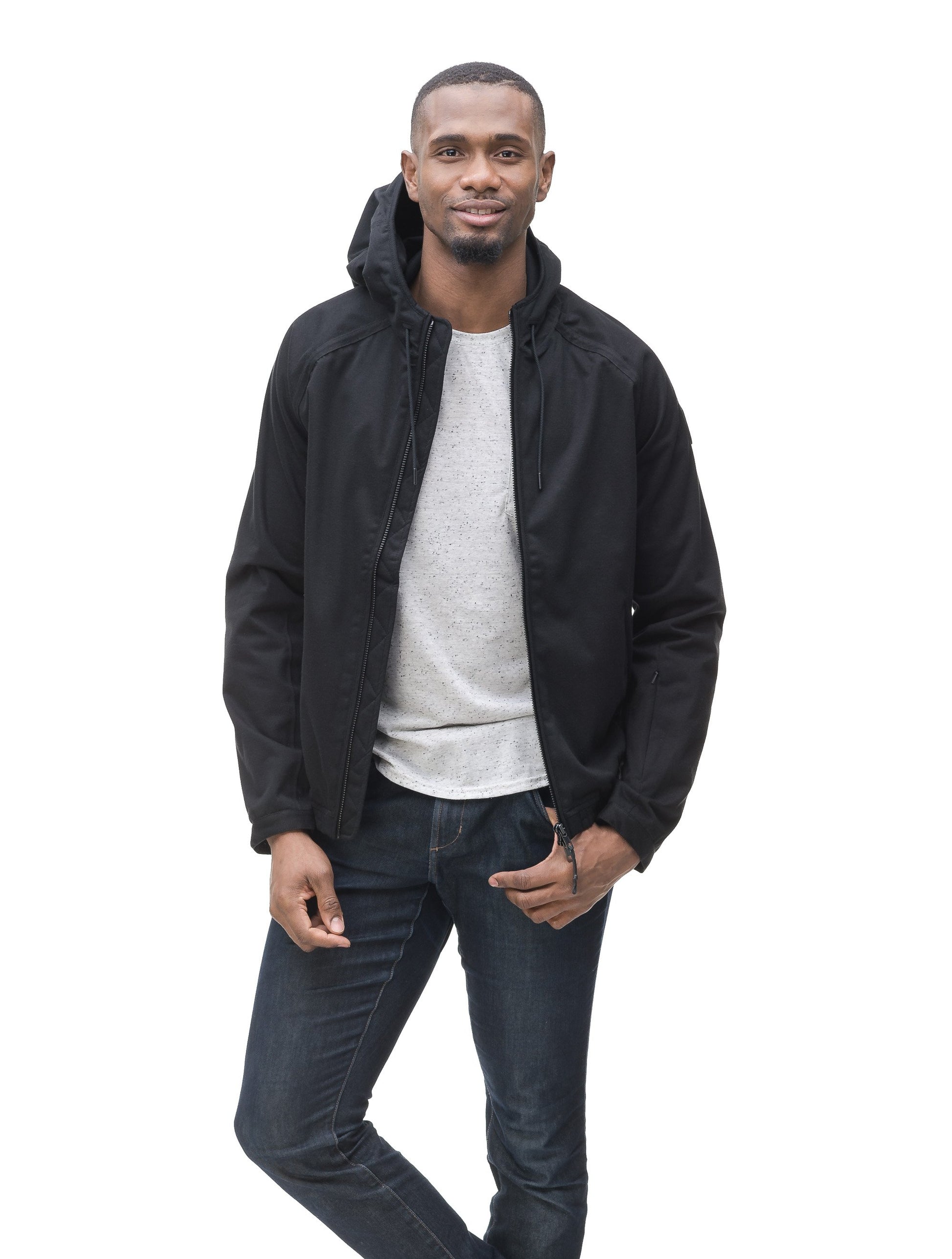 Men's hooded zip up sweater in Black