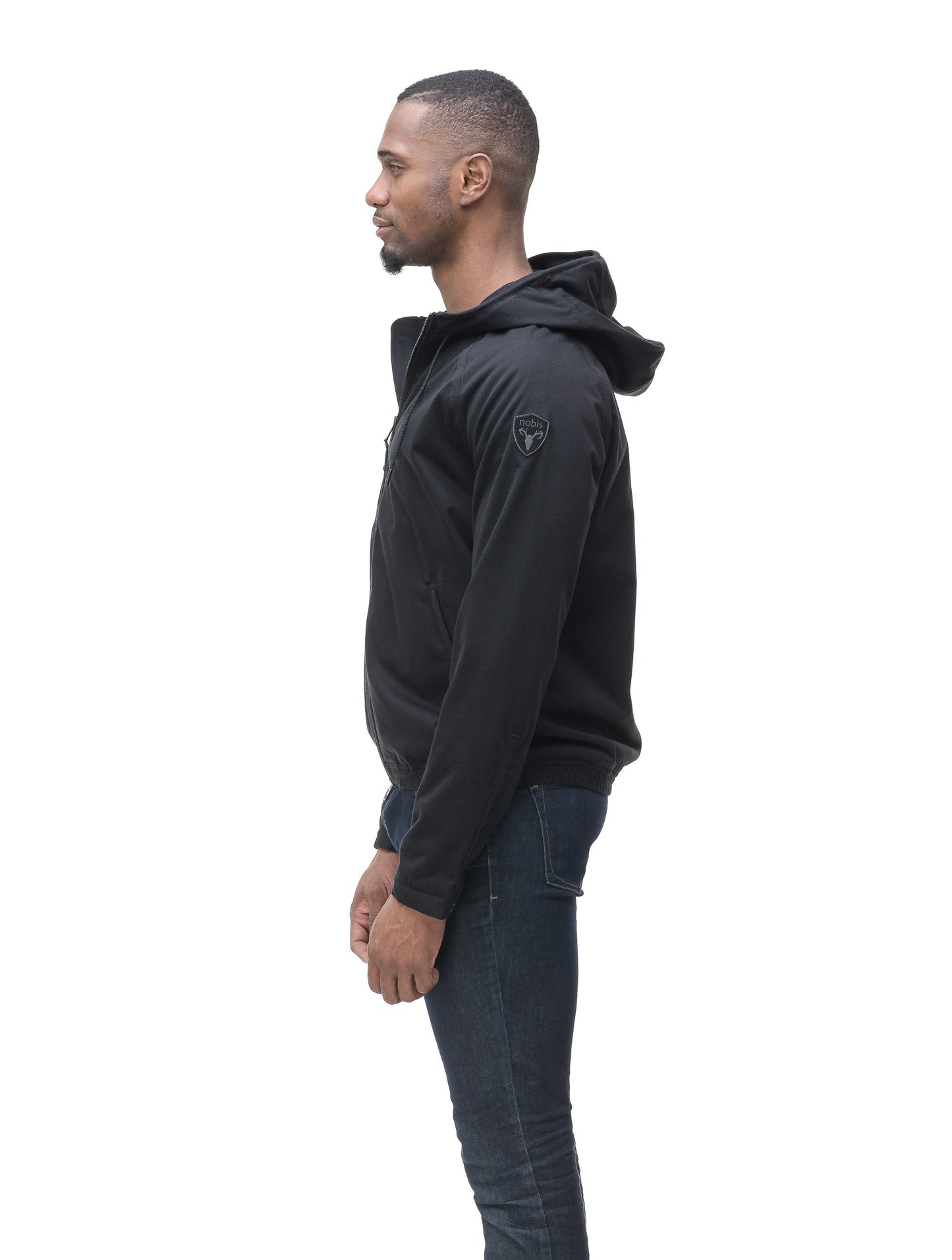 Men's hooded zip up sweater in Black