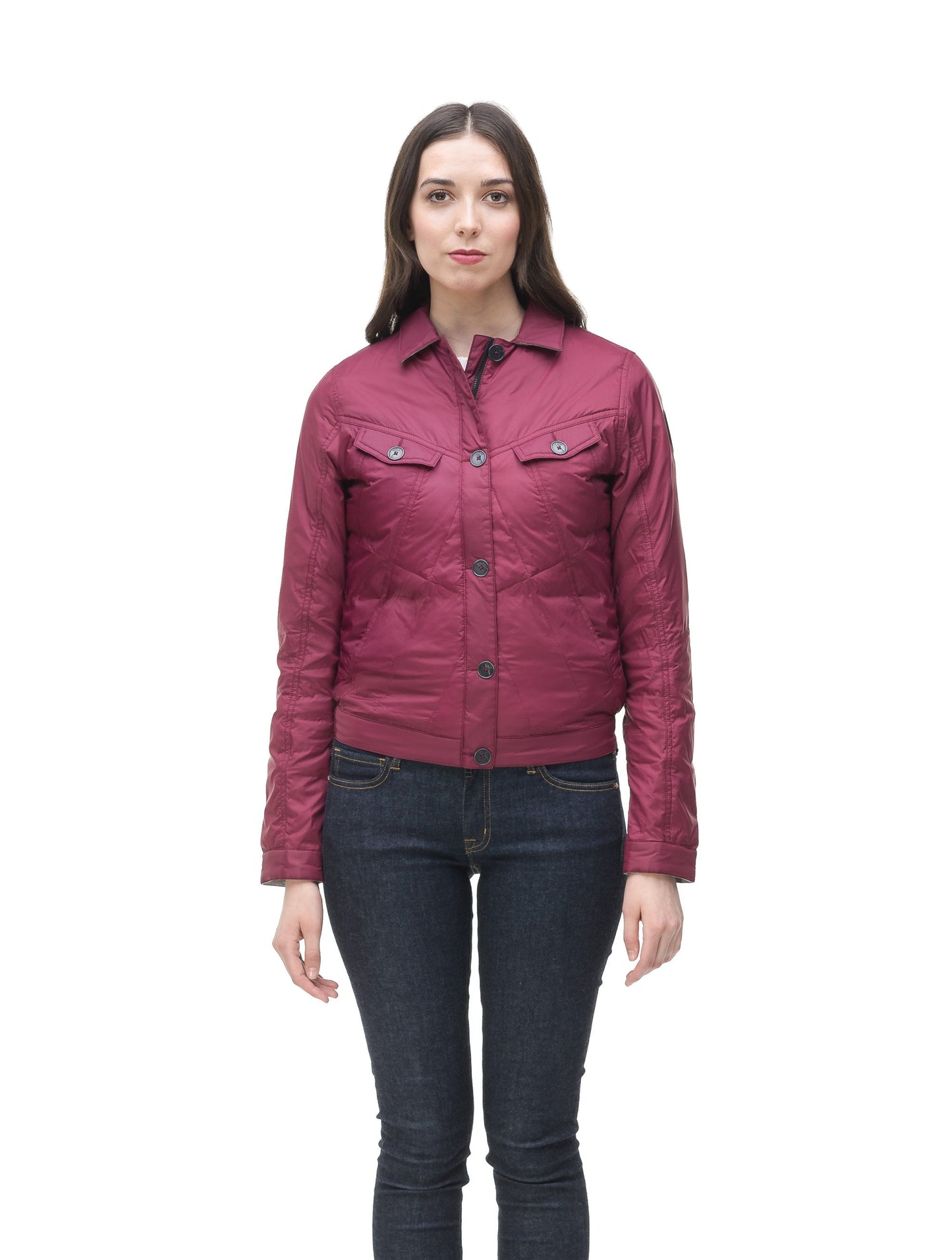 Lightweight cropped women's jacket in Berry
