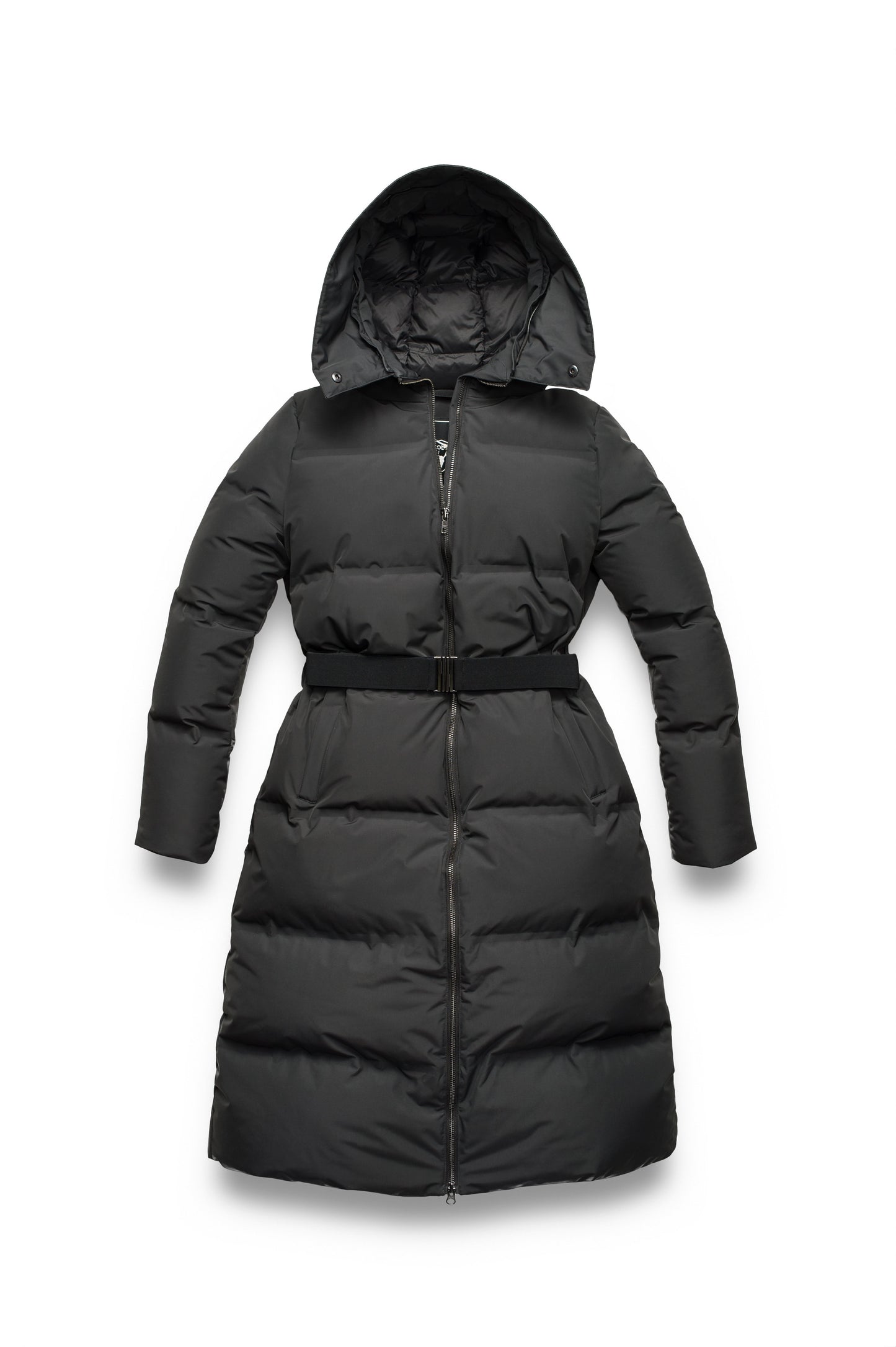 Women's ankle length puffer jacket with a minimalist modern design,ÃƒÆ’Ã†â€™Ãƒâ€ Ã¢â‚¬â„¢ÃƒÆ’Ã¢â‚¬Â ÃƒÂ¢Ã¢â€šÂ¬Ã¢â€žÂ¢ÃƒÆ’Ã†â€™Ãƒâ€šÃ‚Â¢ÃƒÆ’Ã‚Â¢ÃƒÂ¢Ã¢â€šÂ¬Ã…Â¡Ãƒâ€šÃ‚Â¬ÃƒÆ’Ã¢â‚¬Â¦Ãƒâ€šÃ‚Â¡ÃƒÆ’Ã†â€™Ãƒâ€ Ã¢â‚¬â„¢ÃƒÆ’Ã‚Â¢ÃƒÂ¢Ã¢â‚¬Å¡Ã‚Â¬Ãƒâ€¦Ã‚Â¡ÃƒÆ’Ã†â€™ÃƒÂ¢Ã¢â€šÂ¬Ã…Â¡ÃƒÆ’Ã¢â‚¬Å¡Ãƒâ€šÃ‚Â featuring an exposed zipper, and seamless puffer channels in Black