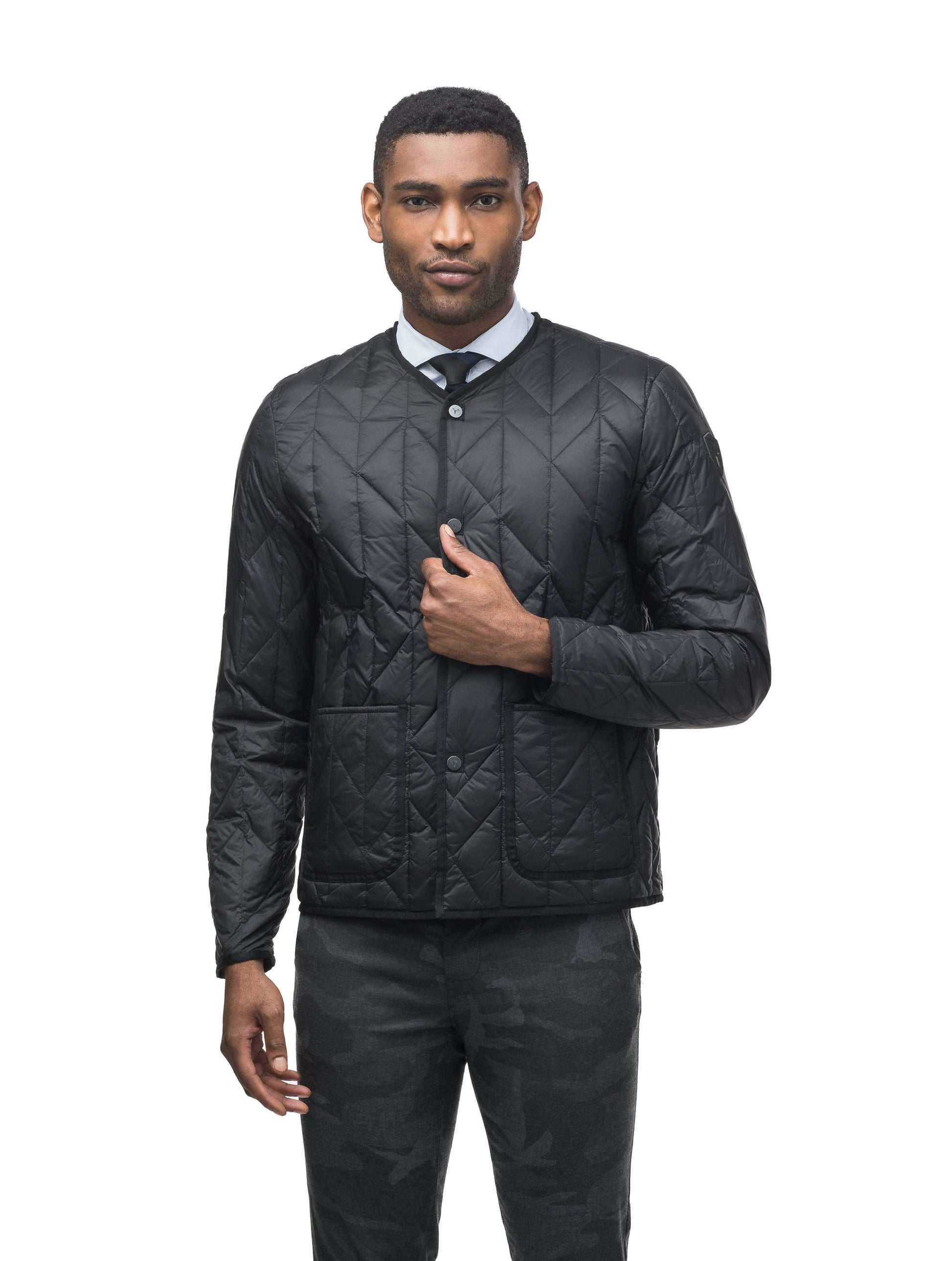 Men's waist length lightweight down insulator jacket for layering in Black