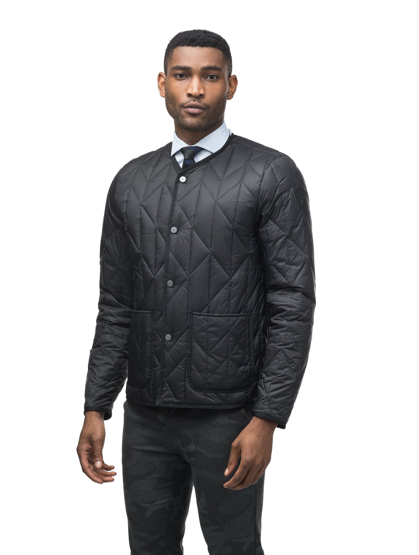 Men's waist length lightweight down insulator jacket for layering in Black