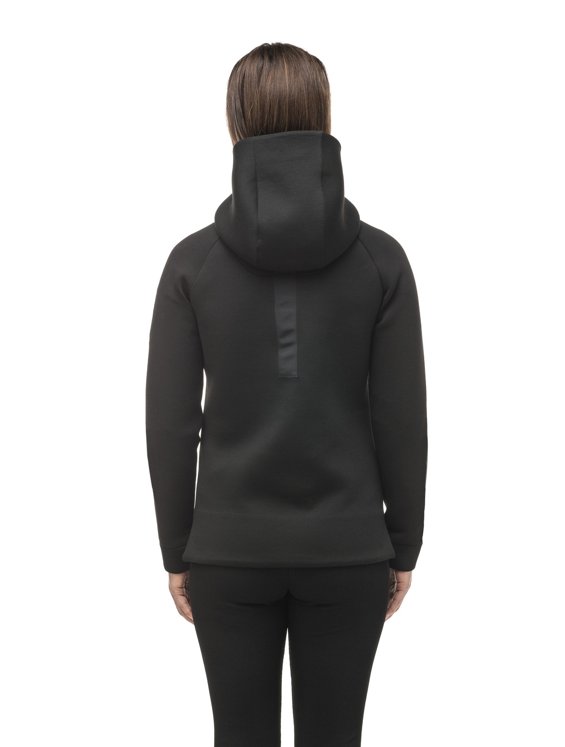 Structured women's hoodie with exposed zipper in Black