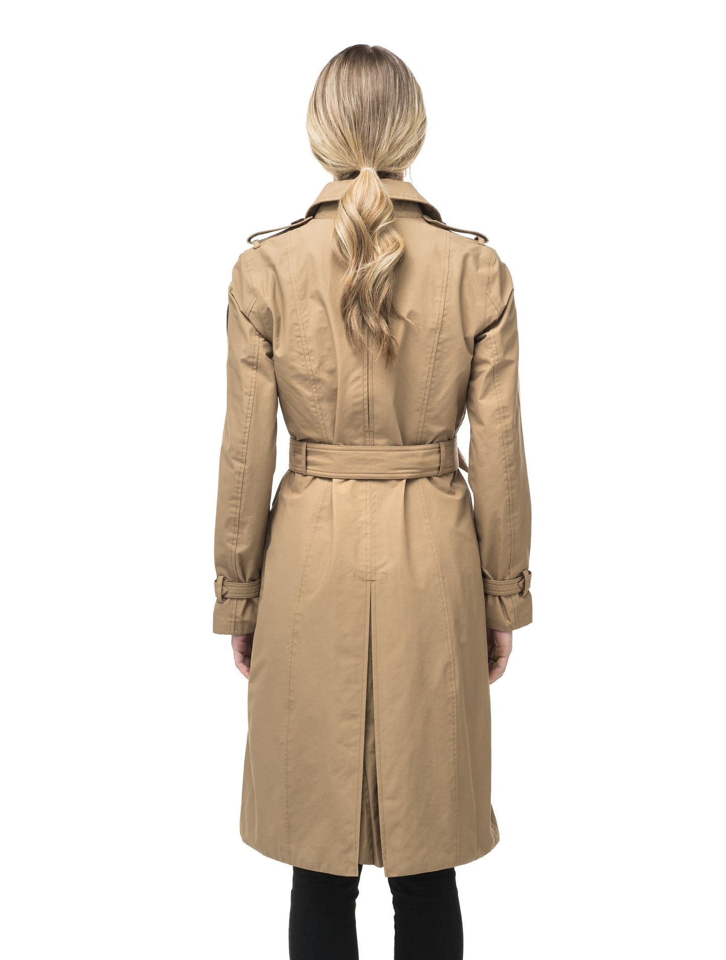 Women's knee length trench coat with removable belt in Cork