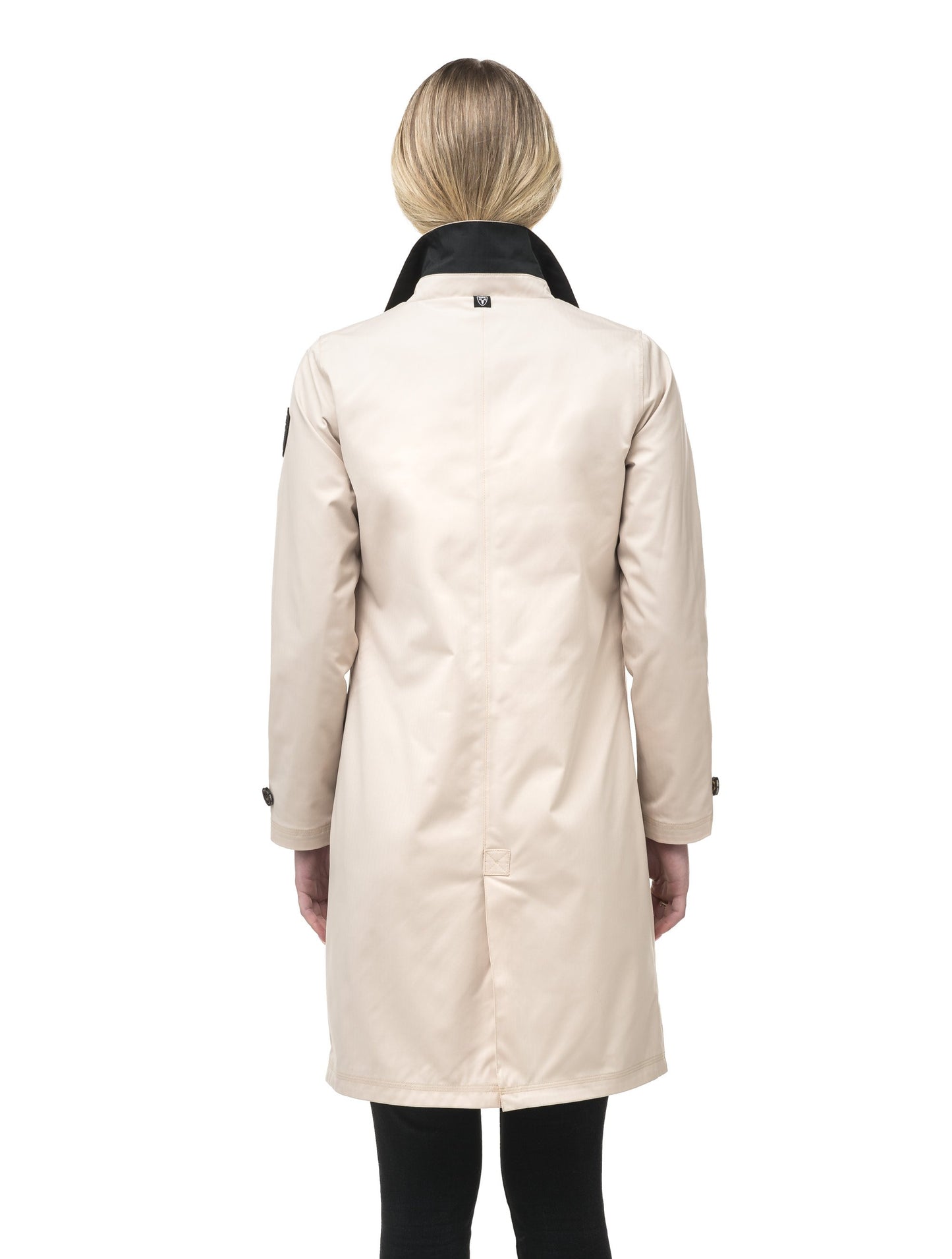 Women's thigh length Mackintosh jacket in Camel