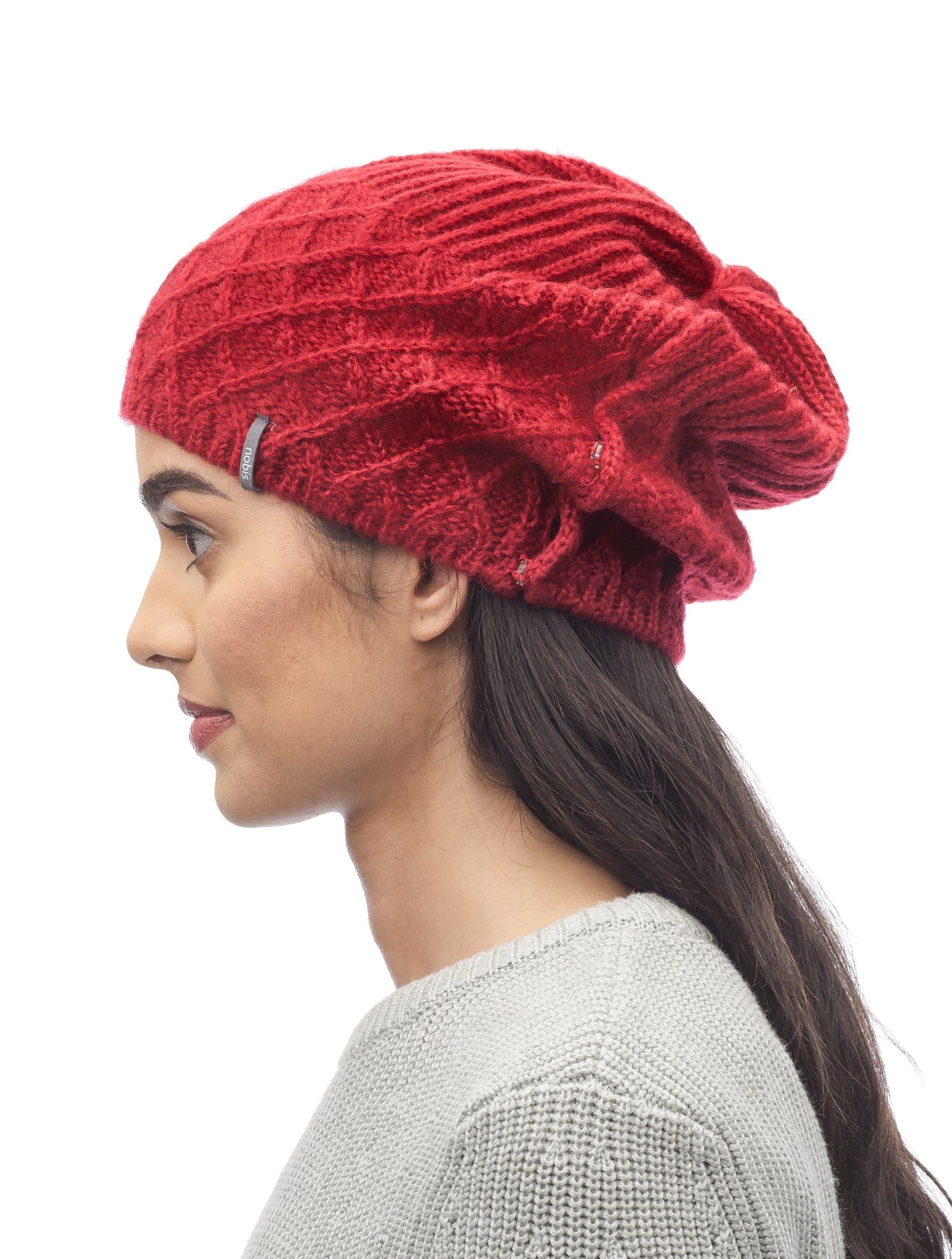 Knit Slouchy Hat in Red
