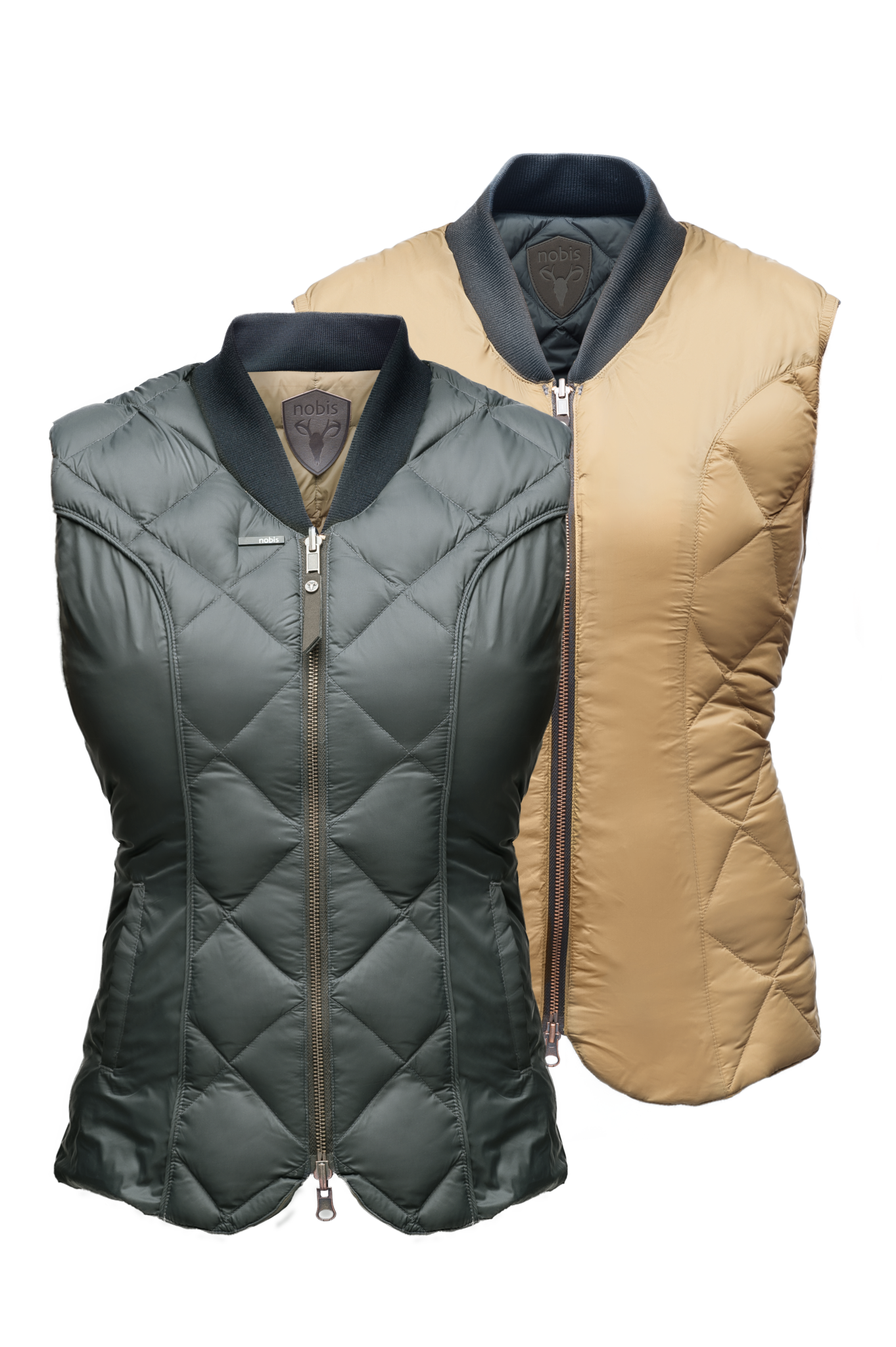 Women's slim fitting quilted vest in Foggy Blue