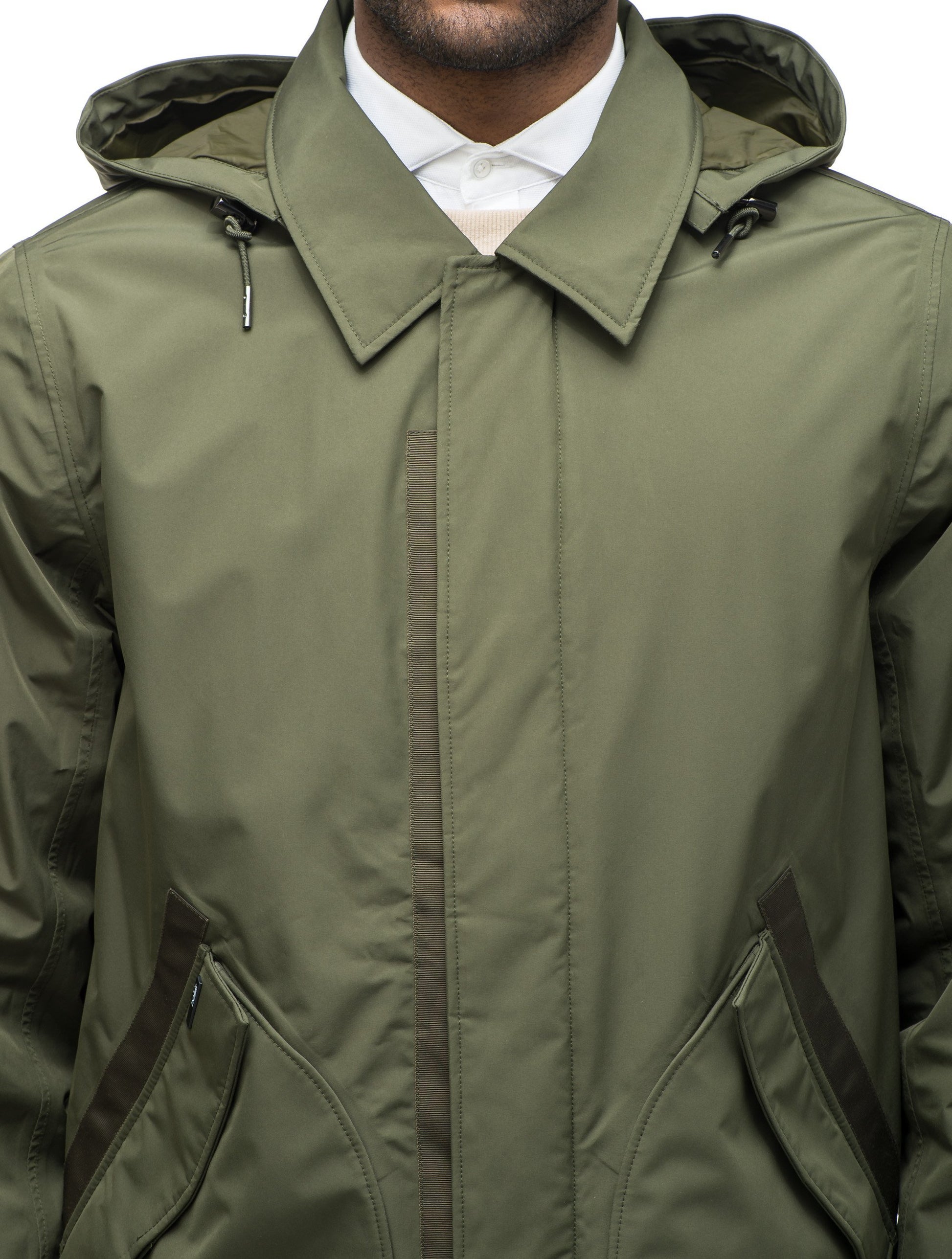 Men's knee length car coat in Fatigue