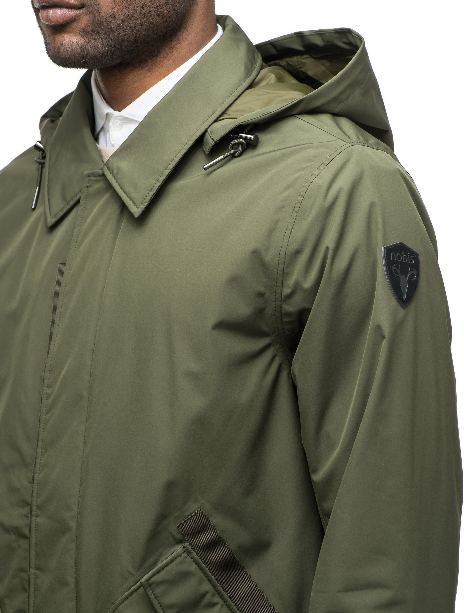 Men's knee length car coat in Fatigue