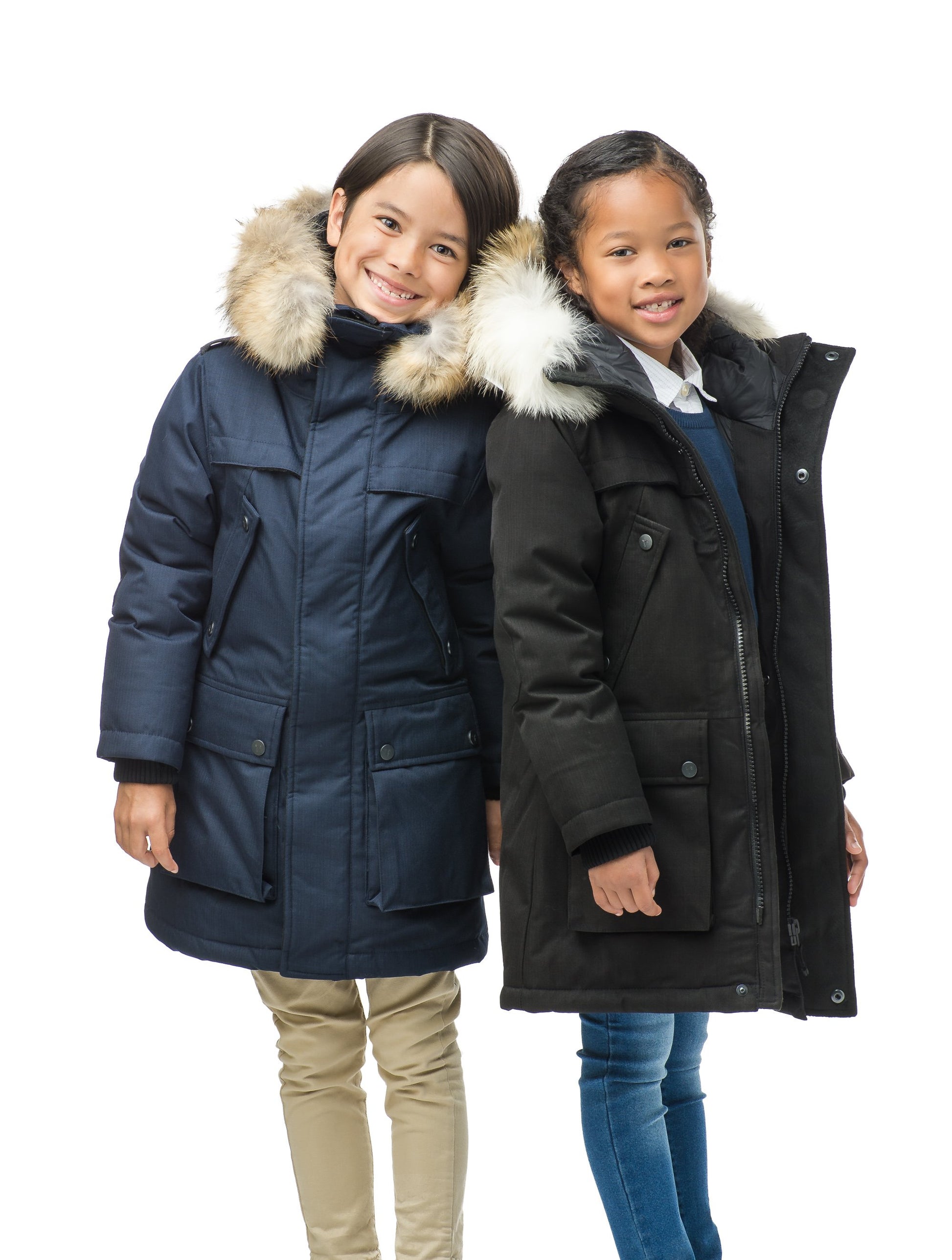 The best kid's down filled parka that's machine washable, waterproof, windproof and breathable in CH Navy or CH Black