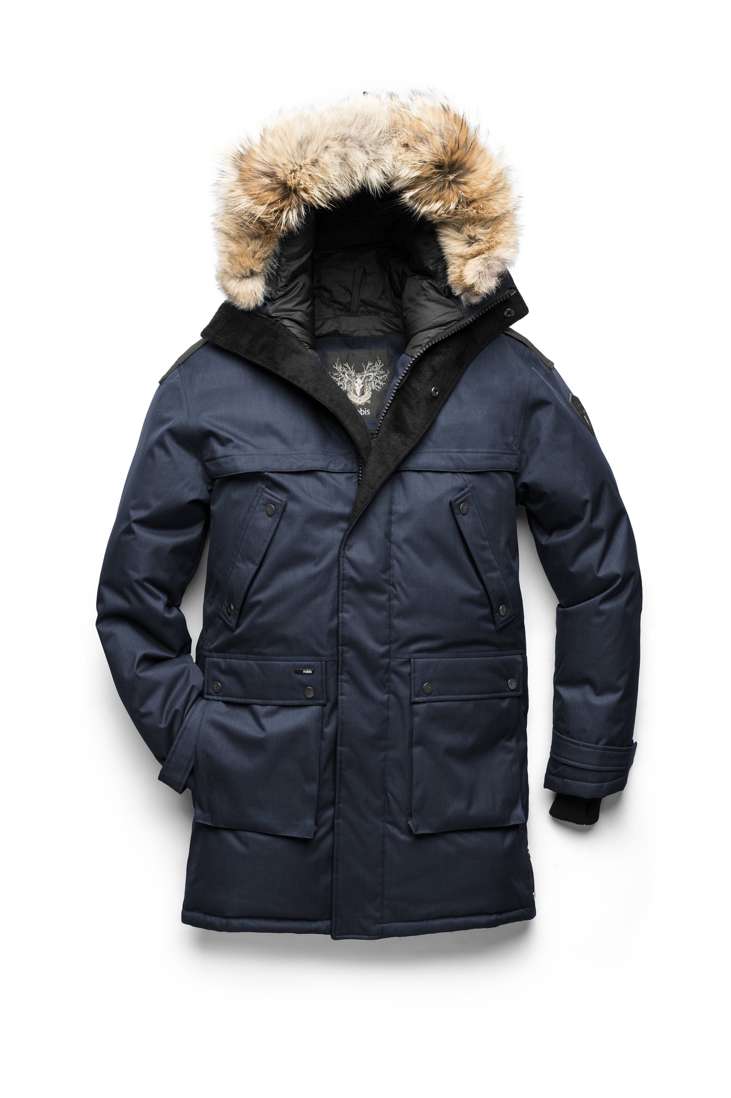 Men's Best Selling Parka the Yatesy is a down filled jacket with a zipper closure and magnetic placket in CH Navy