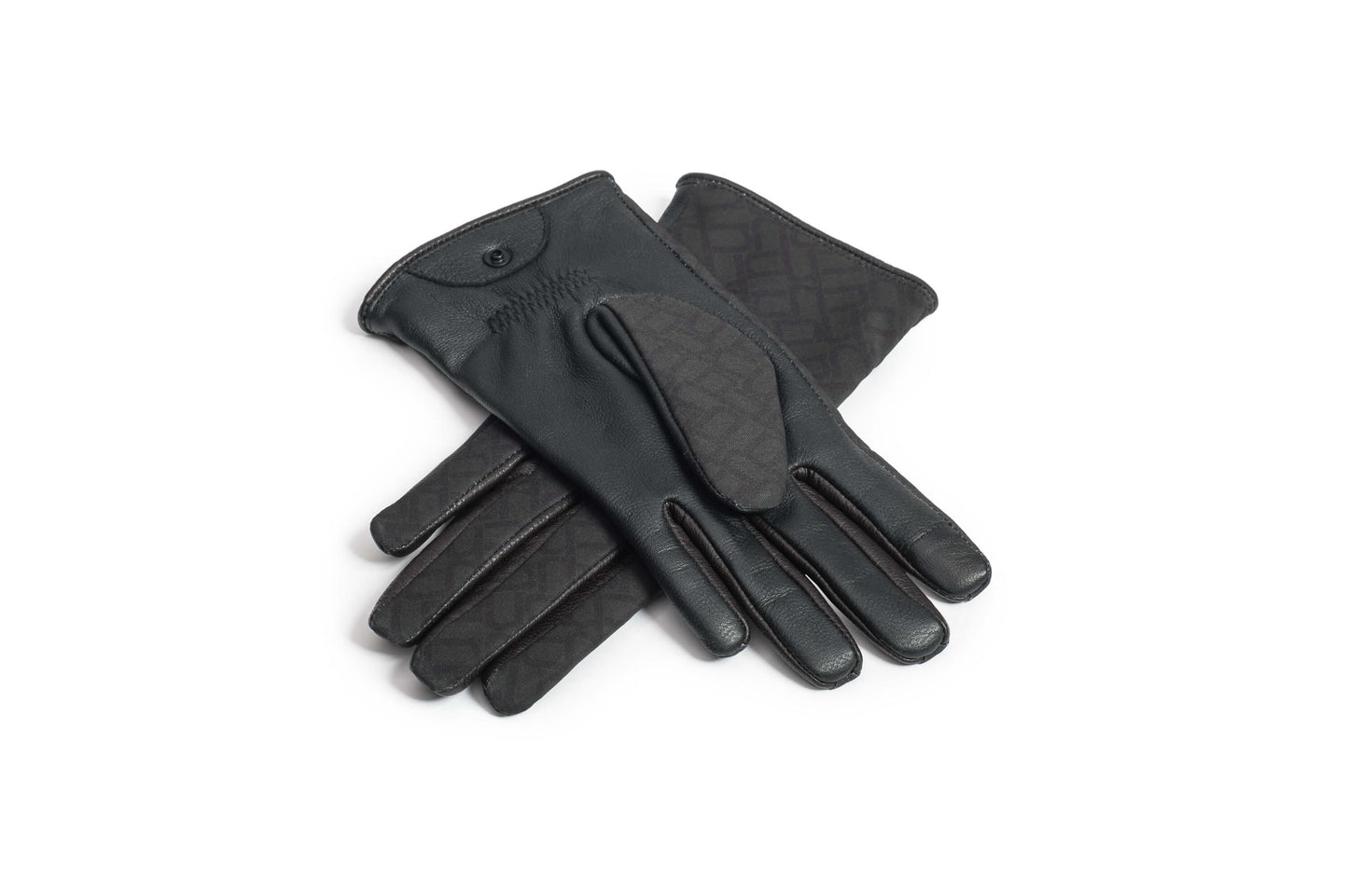 Mai Ladies Classic Driving Gloves with lambskin exterior, cashmere lining, touch screen fingertips, and elasticized wrists, in Dark Monogram